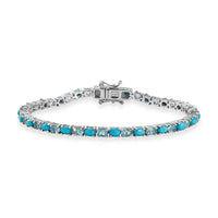 D'Joy Premium Sleeping Beauty Turquoise, Betroka Blue Apatite Bracelet in Rhodium Over Sterling Silver (7.25 In) 7.15 ctw
