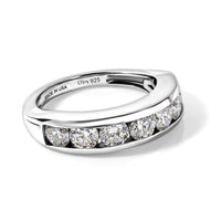 D''Joy Moissanite (Rnd 4mm) Ring in Platinum Over Sterling Silver (Size 10.0) 1.70 ctw
