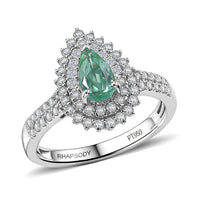 Certified & Appraised Rhapsody 950 Platinum AAAA Paraiba Tourmaline, Diamond (E-F, VS) (0.82 cts) Ring (Size 10.0) (6.30 g) (Ships in 5-7 Days) 1.50 ctw