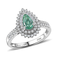 Certified & Appraised Rhapsody 950 Platinum AAAA Paraiba Tourmaline, Diamond (E-F, VS) (0.82 cts) Ring (Size 10.0) (6.30 g) (Ships in 5-7 Days) 1.50 ctw