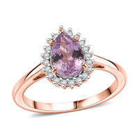 Premium Martha Rocha Kunzite, Luxuriant Lab Grown Diamond (G-H, SI) (0.17 cts) Ring in 18K Vermeil RG Over Sterling Silver (Size 6.0) 1.80 ctw