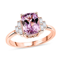 Premium Martha Rocha Kunzite, Luxuriant Lab Grown Diamond (G-H, SI) Ring in 18K Vermeil RG Over Sterling Silver (Size 6.0) 2.00 ctw