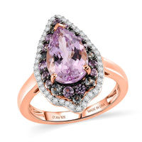 D'Joy Premium Martha Rocha Kunzite, Multi Gemstone Ring in 18K Vermeil RG Over Sterling Silver (Size 6.0) 4.00 ctw