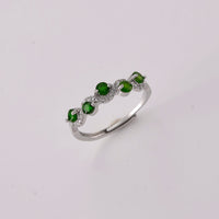 Chrome Diopside and Simulated Diamond 2.50 ctw Ring in Silvertone (Adjustable)