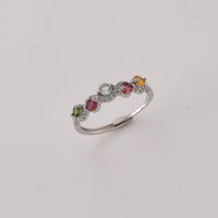 Multi-Tourmaline and Simulated Diamond 2.50 ctw Ring in Silvertone (Adjustable)