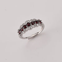 Mozambique Garnet and Simulated Diamond 2.00 ctw Victorian Lace Ring in Silvertone (Adjustable)