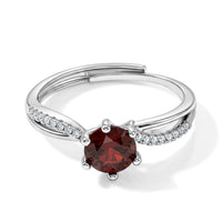 Garnet and Simulated Diamond 4.00 ctw Ring in Silvertone (Adjustable)