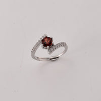 Mozambique Garnet and Simulated Diamond 5.00 ctw Ring in Silvertone (Adjustable)