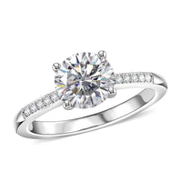 Epic Deal D'Joy Certified Moissanite (D, VVS) Ring in Rhodium Over Sterling Silver (Size 10.0) 1.40 ctw