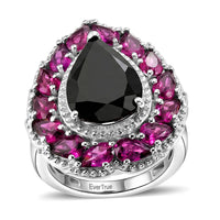 EverTrue Thai Black Spinel, Orissa Rhodolite Garnet Ring in Platinum Bond (Size 10.0) 10.25 ctw