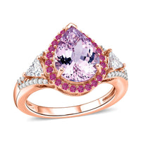 D'Joy Premium Martha Rocha Kunzite, Multi Gemstone Ring in 18K Vermeil RG Over Sterling Silver (Size 10.0) 5.50 ctw