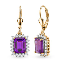 Luxuriant Lab Grown Color Change Sapphire and Moissanite 8.40 ctw Earrings in 18K Vermeil Yellow Gold Over Sterling Silver