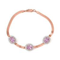 D'Joy AAA Martha Rocha Kunzite, White Zircon Bracelet in 18K Vermeil RG Over Sterling Silver (6.50 In) 7.60 ctw