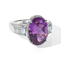 EverTrue Lab Created Alexandrite and White Zircon 9.25 ctw Ring in Platinum Bond (Size 10.0)