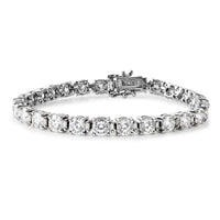 D'Joy Portuguese Cut 161 Facets Moissanite (Octillion 5mm) Bracelet in Rhodium Over Sterling Silver (6.50 In) 13.80 ctw