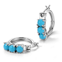 D'Joy Sleeping Beauty Turquoise 1.75 ctw Hoop Earrings in Rhodium Over Sterling Silver