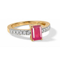 D'Joy Niassa Ruby (FF) and White Zircon 1.60 ctw Ring in 18K Vermeil Yellow Gold Over Sterling Silver (Size 8.0)