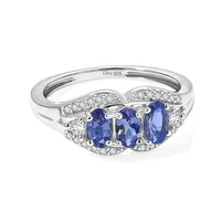 D'Joy Tanzanite and White Zircon 1.00 ctw Ring in Rhodium Over Sterling Silver (Size 7.0)