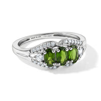 D'Joy Chrome Diopside and White Zircon 1.00 ctw Ring in Rhodium Over Sterling Silver (Size 6.0)