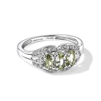 D'Joy Green Tanzanite, White Zircon Ring in Rhodium Over Sterling Silver (Size 10.0) 1.00 ctw