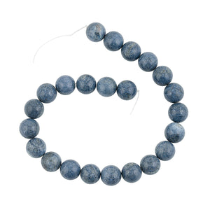 Blue Sponge Coral Round Beaded Strand Necklace (15.5 Inches)