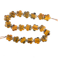 Snowflake Flower Tiger's Eye Beaded Strand Necklace (16 Inches) 370.65 ctw