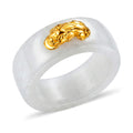 24K Yellow Gold Dragon Natural Olmec Jadeite 45.00 ctw Band Ring - Sticky add to cart bar