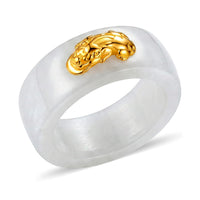 24K Yellow Gold Dragon Natural Olmec Jadeite 45.00 ctw Band Ring