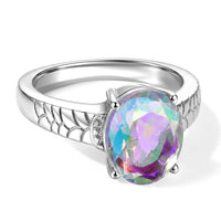 EverTrue Mercury Glow Mystic Quartz Solitaire Ring in Stainless Steel (Size 10.0) 3.70 ctw