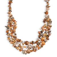 EverTrue Crazy Lace Agate and Graphic Jasper 310.00 ctw Chips Beaded Necklace in Platinum Bond 18-19 Inches