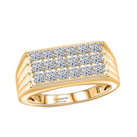 Luxuriant Lab Grown Diamond G-H SI 1.00 ctw Men's Ring in 18K Vermeil Yellow Gold Over Sterling Silver