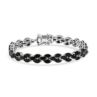 EverTrue Thai Black Spinel 23.40 ctw Midnight Carpet Elegance – 3 Row Bracelet in Platinum Bond (8.00 In)