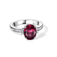 SGL Certified 10K White Gold AAA Malawi Magenta Garnet, Luxuriant Lab Grown Diamond (G-H, SI) Firelight Crown Ring (Size 10.0) 3.15 ctw