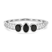 EverTrue Thai Black Spinel Bangle Bracelet in Platinum Bond (6.50 In) 19.00 ctw