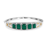 EverTrue Verde Onyx Evergreen Cuff Bangle Bracelet in 18K YG Plated and Platinum Bond