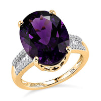 Luxoro 10K Yellow Gold AAA Moroccan Amethyst, Diamond (I2) (0.24 cts) Ring (Size 6.0) (4.10 g) 9.60 ctw