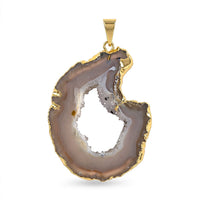 Texture Quartz Geode 25.00 ctw Pendant without Chain in Goldtone