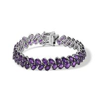 EverTrue African Amethyst Chevron Bracelet in Platinum Bond (6.50 In) 27.00 ctw