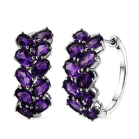 EverTrue African Amethyst Chevron Hoop Earrings in Platinum Bond (Ships in 10-12 Days) 8.15 ctw 8586111