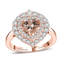 D'Joy Marropino Morganite and Moissanite 1.90 ctw Ring in 18K Vermeil Rose Gold Over Sterling Silver