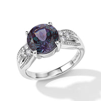 EverTrue Lab Grown Alexandrite, Simulated Diamond Ring in Stainless Steel (Size 10.0) 5.15 ctw