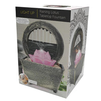 Closeout Battery-Operated LED Raining Lotus Tabletop Fountain with Cobblestones