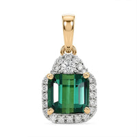 Luxoro AAA Santa Rosa Tourmaline and Diamond I2 1.40 ctw Pendant without Chain in 10K Green Gold