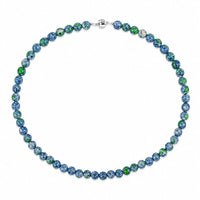 Multi Sky Blue Agate Beaded Necklace (18 Inches) in Silvertone 175.00 ctw