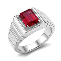 EverTrue African Amethyst Men''s Ring in Stainless Steel (Size 10.0) 2.35 ctw