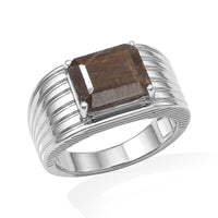 EverTrue Chocolate Sapphire Men''s Ring in Stainless Steel (Size 10.0) 5.40 ctw