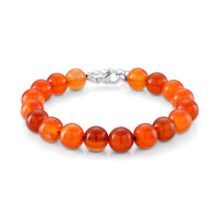 Carnelian Beaded Bracelet in Stainless Steel (7.5-9.0In) 120.00 ctw