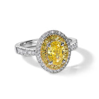 Luxuriant Lab Grown Yellow Diamond (IR) and Lab Grown Diamond (VS) 1.50 ctw Halo Ring in 10K White Gold (Size 6.0)