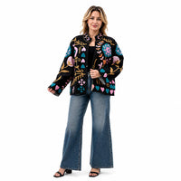 La Marey Yellow Artisan Aari Embroidered Jacket - S/M