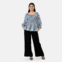 La Marey Purple Smocked Peplum Top - One Size Missy